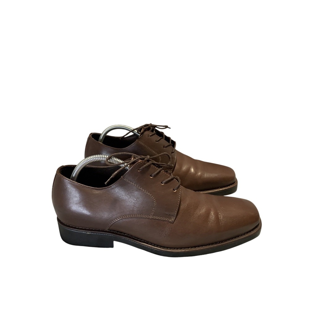 Studio Belvedere Dress Shoes Mens 9.5 Chisel Brown Leather Square Toe Brazil